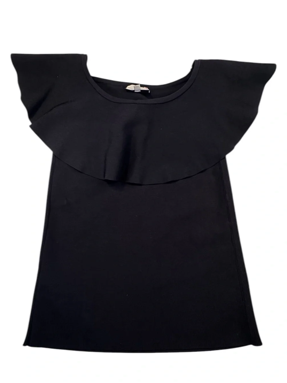 Tuckernuck Blouse Women's Medium Black Stretch Ruffle Casual Off Shoulder Top